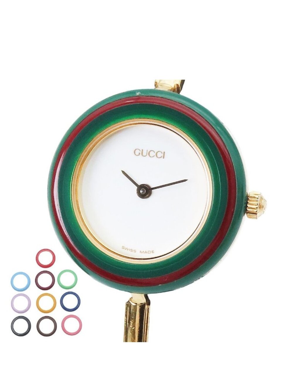 Gucci Change Bezel 11/12.2 White Plastic Bangle Watch Quartz